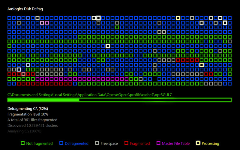 Auslogics Disk Defrag Screensaver 1.1.1.50 Screenshot