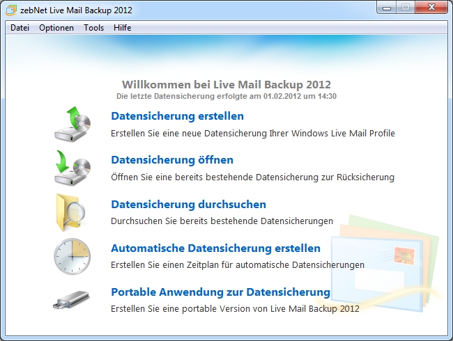 Live Mail Backup 2012 Screenshot
