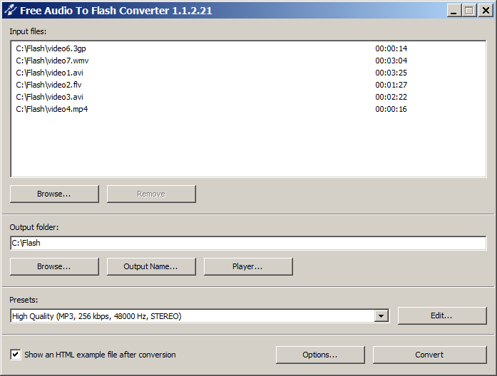 Free Audio to Flash Converter Screenshot