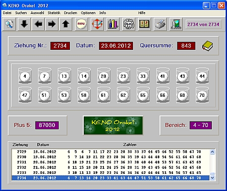 KENO Orakel 2012 Screenshot