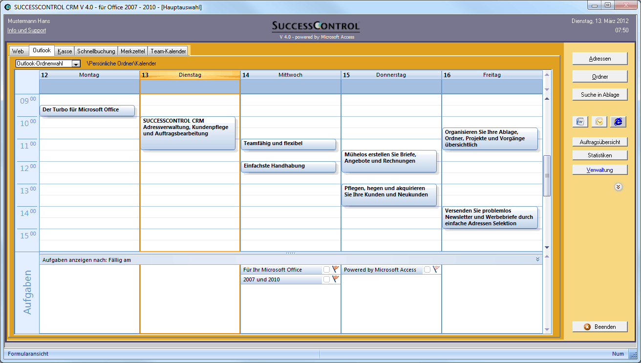 Rechnungsprogramm - SUCCESSCONTROL CRM Screenshot