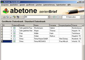 Abetone Serienbrief Screenshot