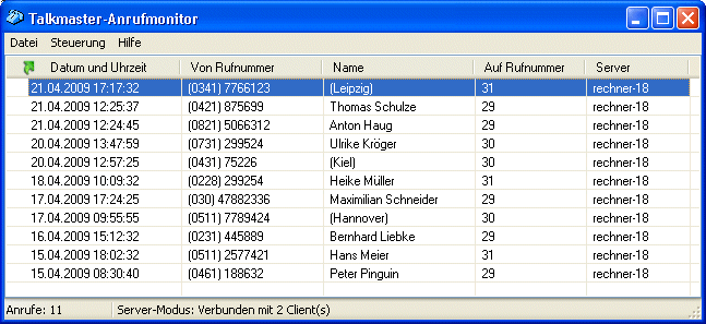 Talkmaster-Anrufmonitor Screenshot