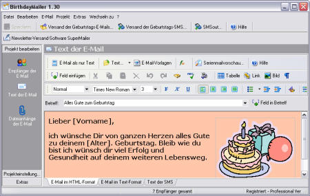 BirthdayMailer Standard Screenshot