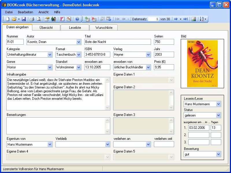 BOOKcook Bücherverwaltung Screenshot