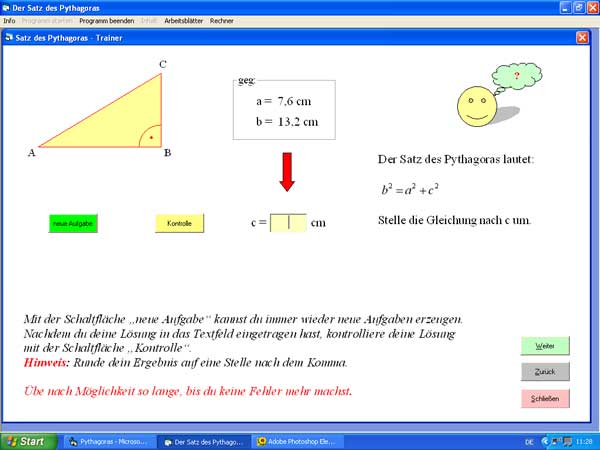 Satz des Pythagoras Screenshot