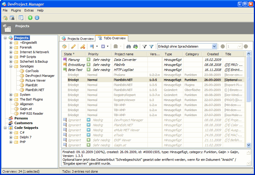 DevProject Manager Screenshot