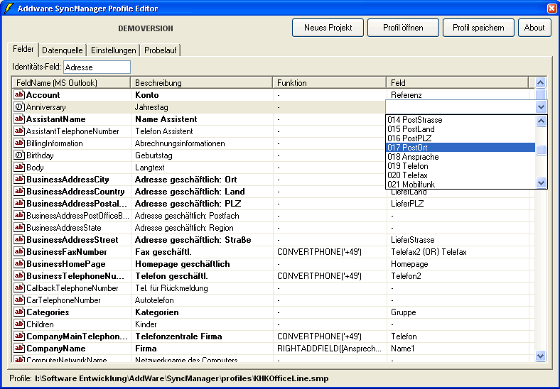 AddWare SyncManager Screenshot
