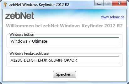 Windows Keyfinder Screenshot